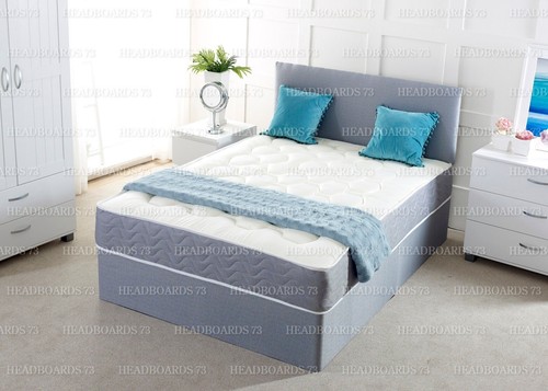 Suede bed with mattress - bed,