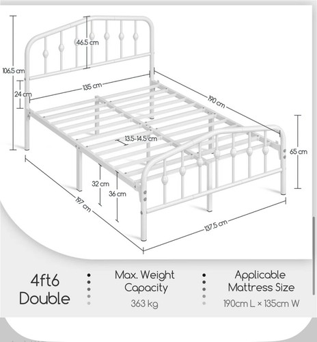 Low foot end metal bedframe - metal,