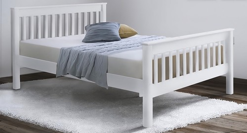 White wood bed frame bedstead - wood,