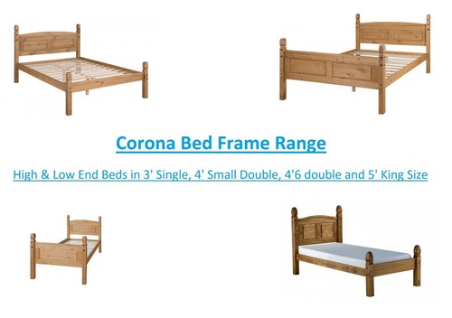Corona bed frame solid pine - bed,
